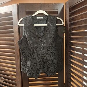 Grace Karin Black Floral Brocade Vest